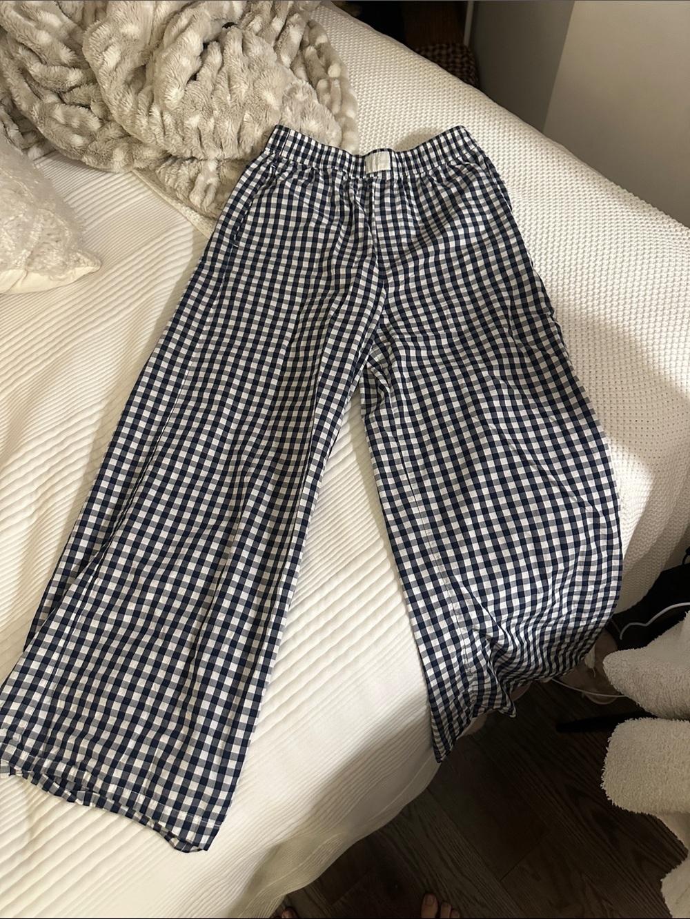 JCrew Navy Gingham Pull-On Pants